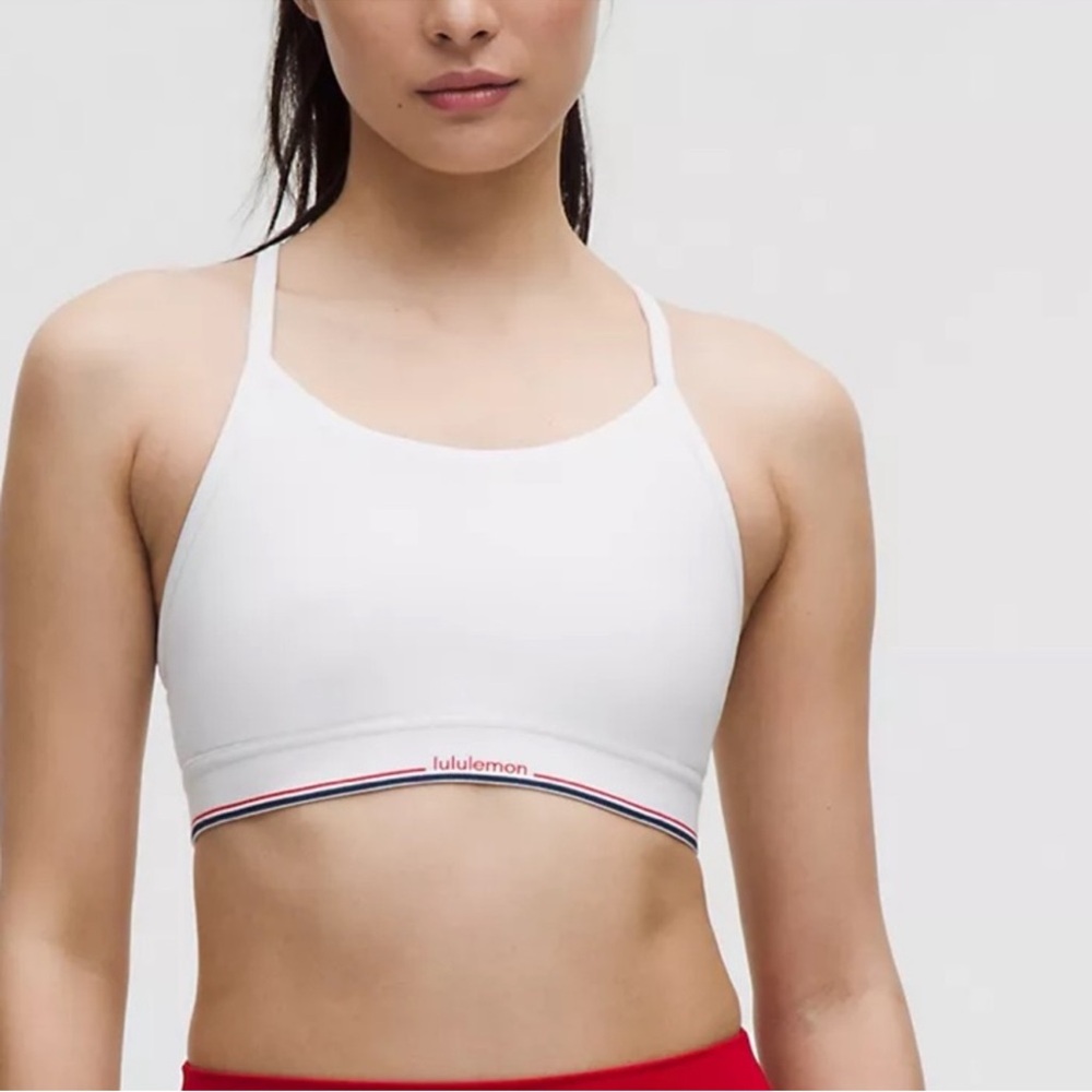 Lululemon Flow Y Bra Special Edition – White/Red/Blue – Size 6